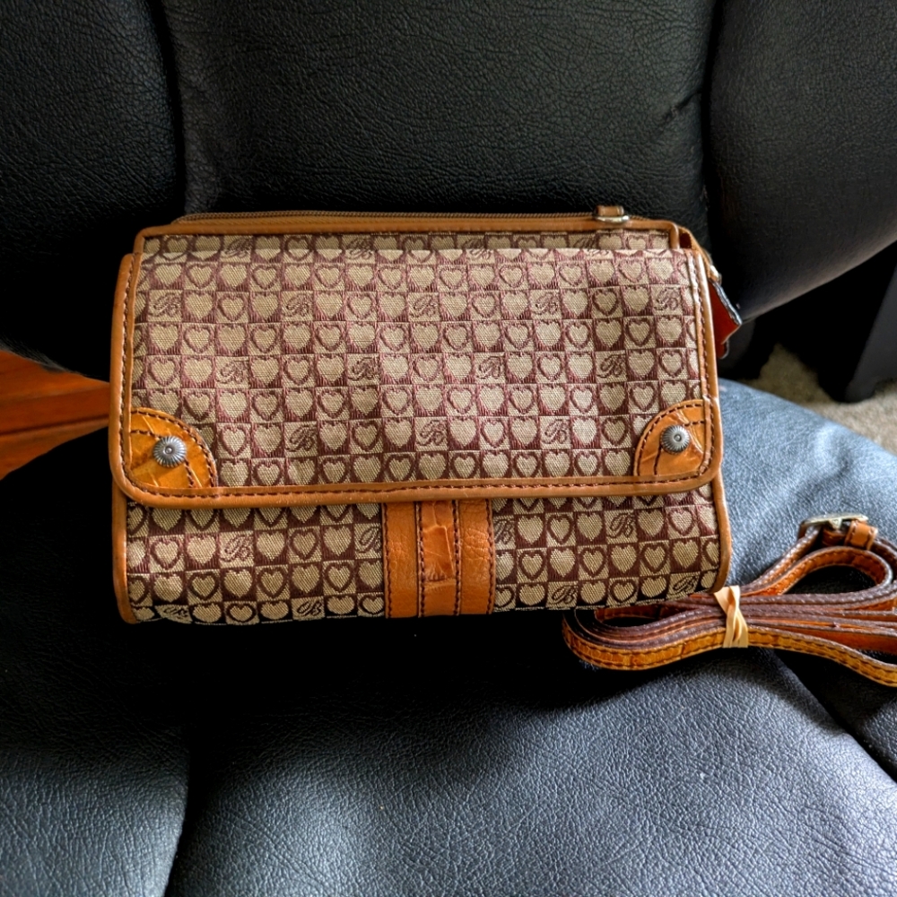 Brighton Heart Patterned Brown and Tan Crossbody Bag